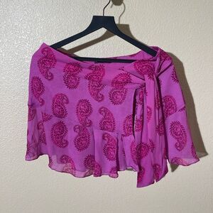 Vix Paula Hermanny Pink Paisley Mini Skirt